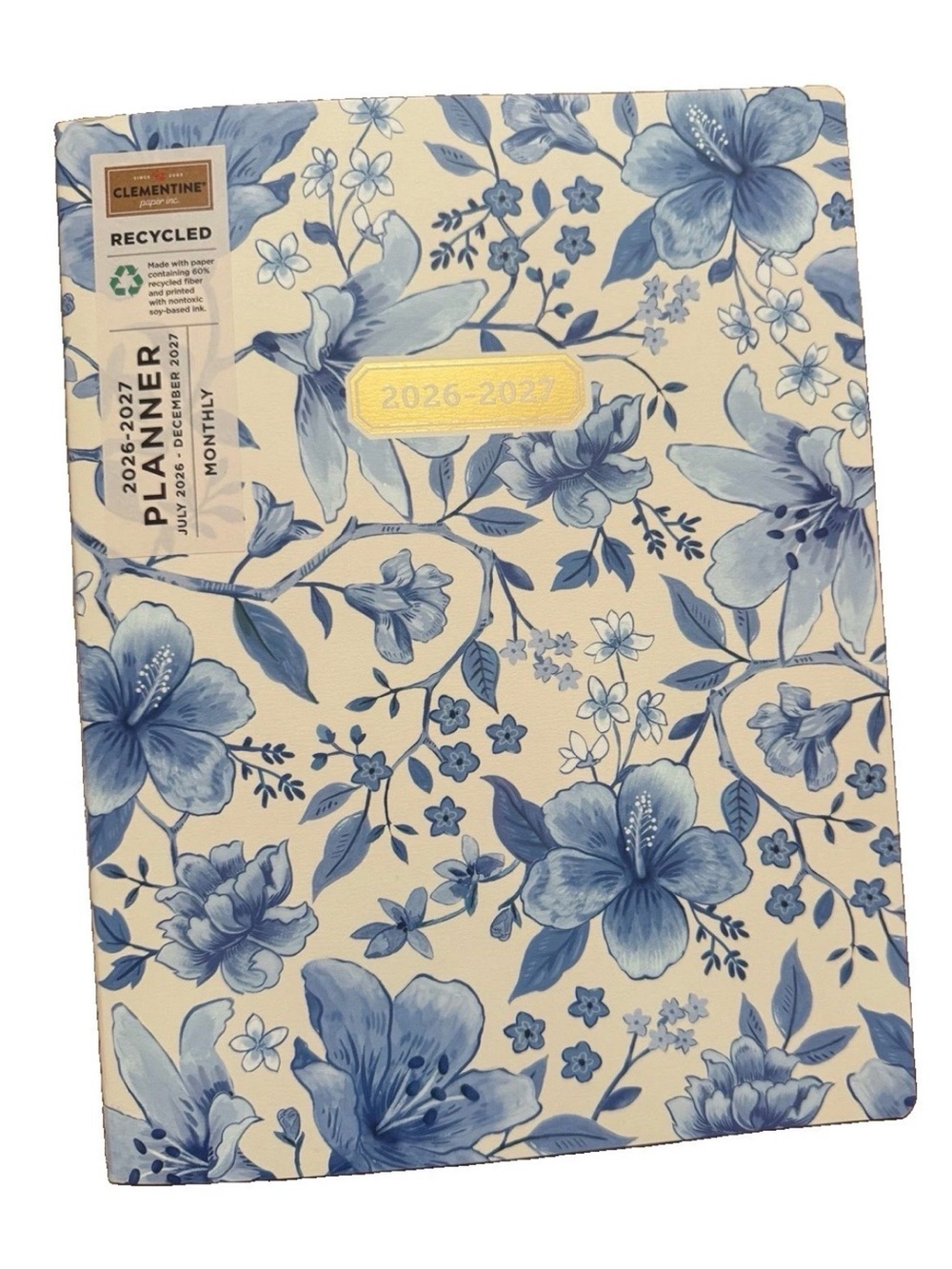 Clementine Paper inc. 17-month Large Size Planner (Blue/Florals) 2026-2027